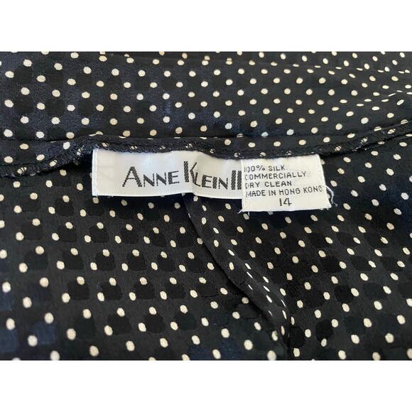 Vintage Anne Klein II Black & White Polka Dot 100% Silk Skirt Set Size Medium - Picture 8 of 9